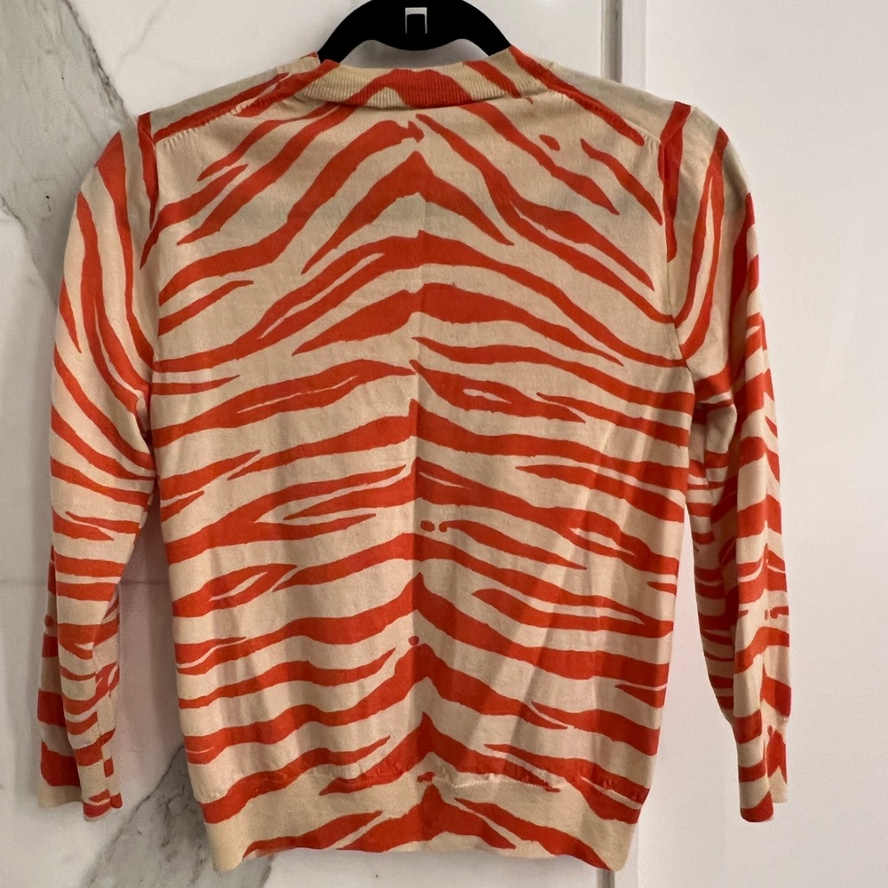 J. Crew Orange/Red Zebra Print Cardigan Size S - Picture 5 of 8